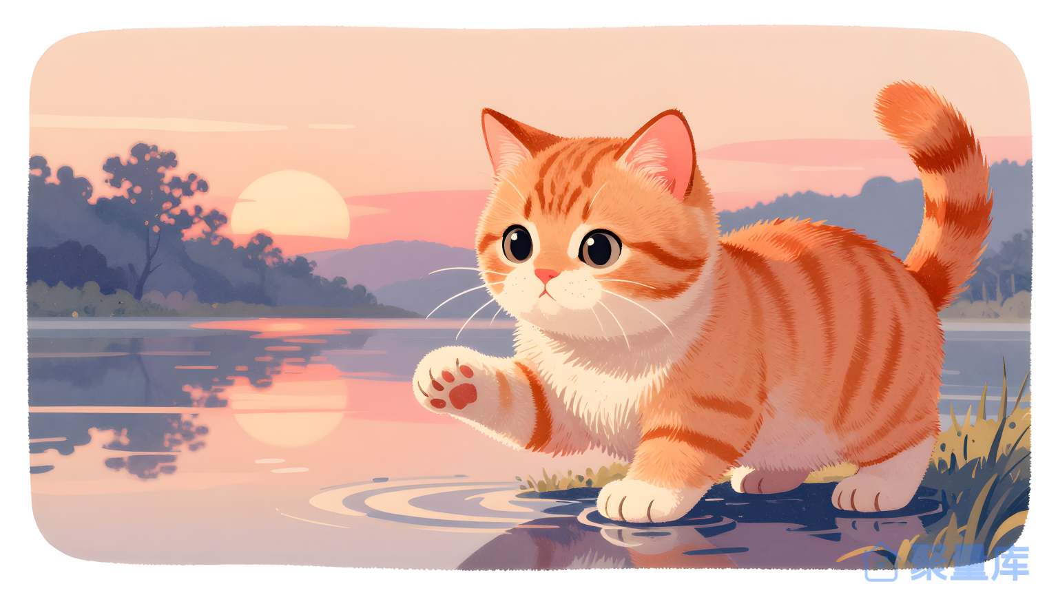 猫在湖边 猫 湖边