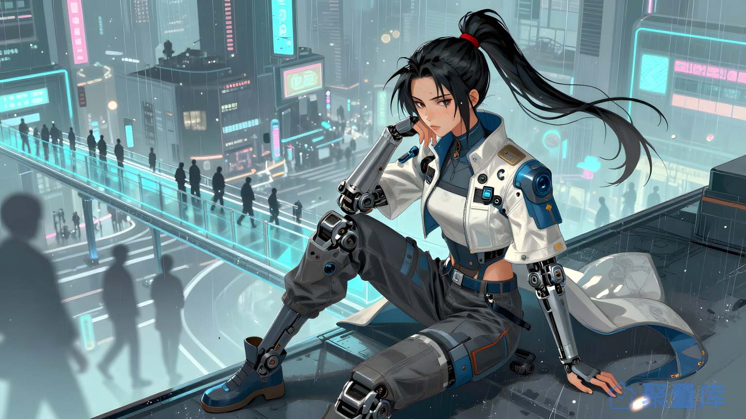 女战士在城市中心