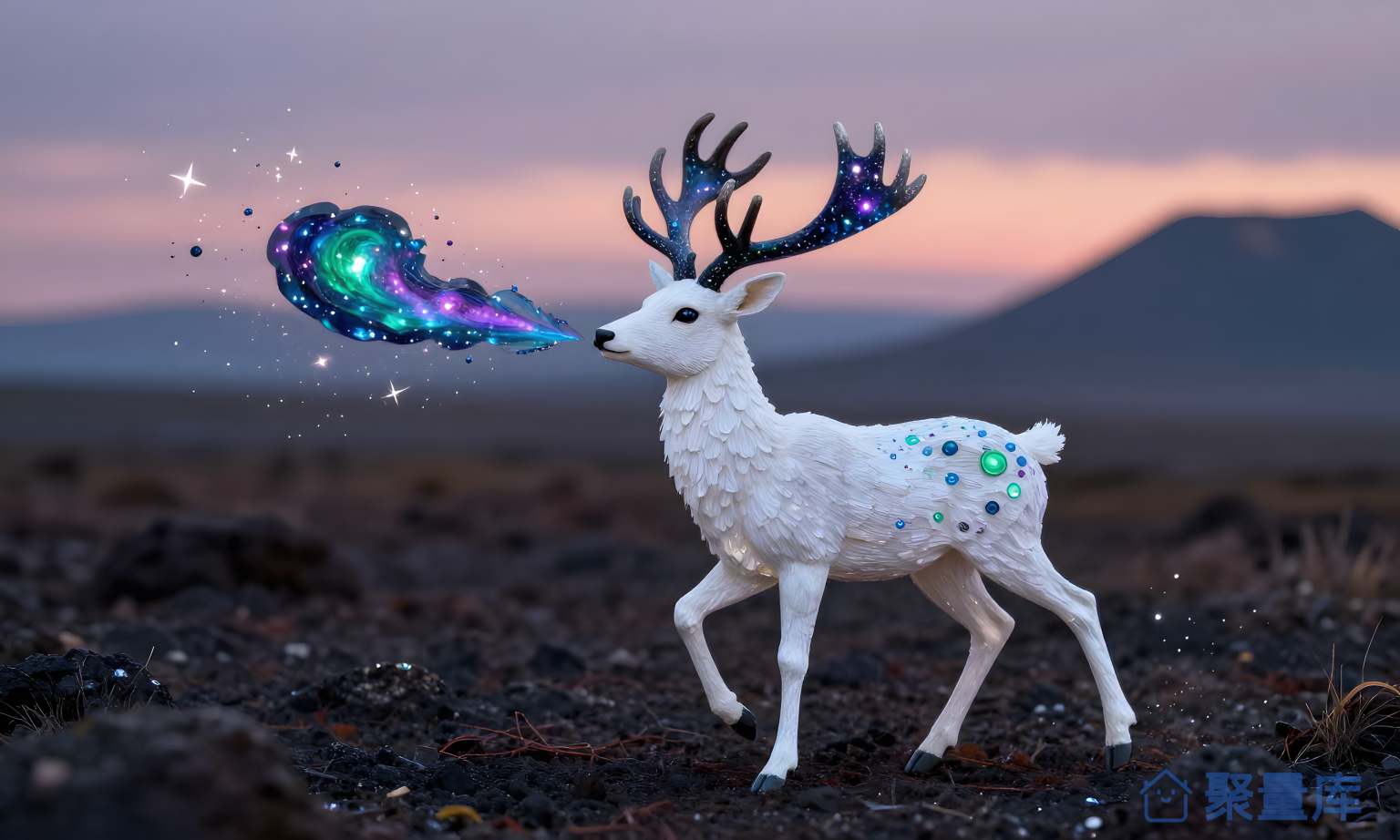 玄色星空中的白鹿