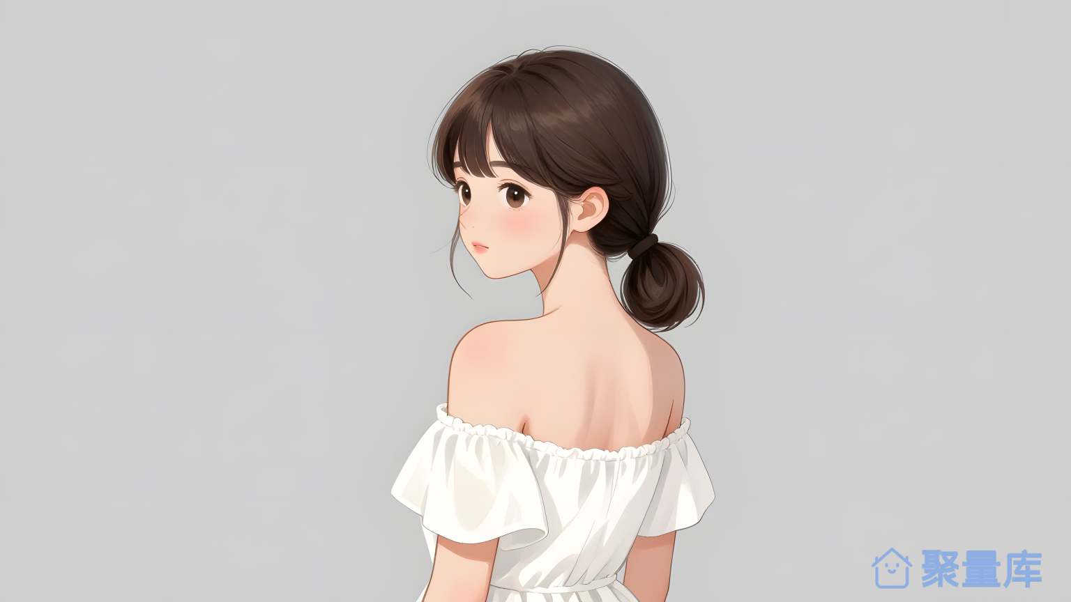 女性穿白色裙背景