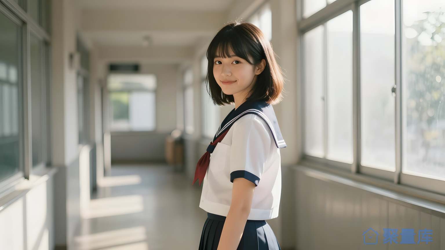 女生在校园走过