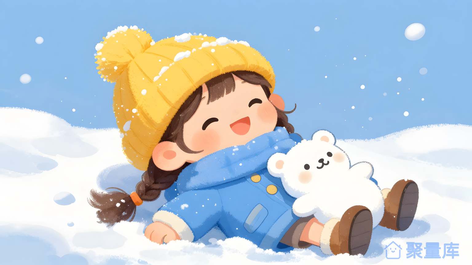 小女孩在雪中放松