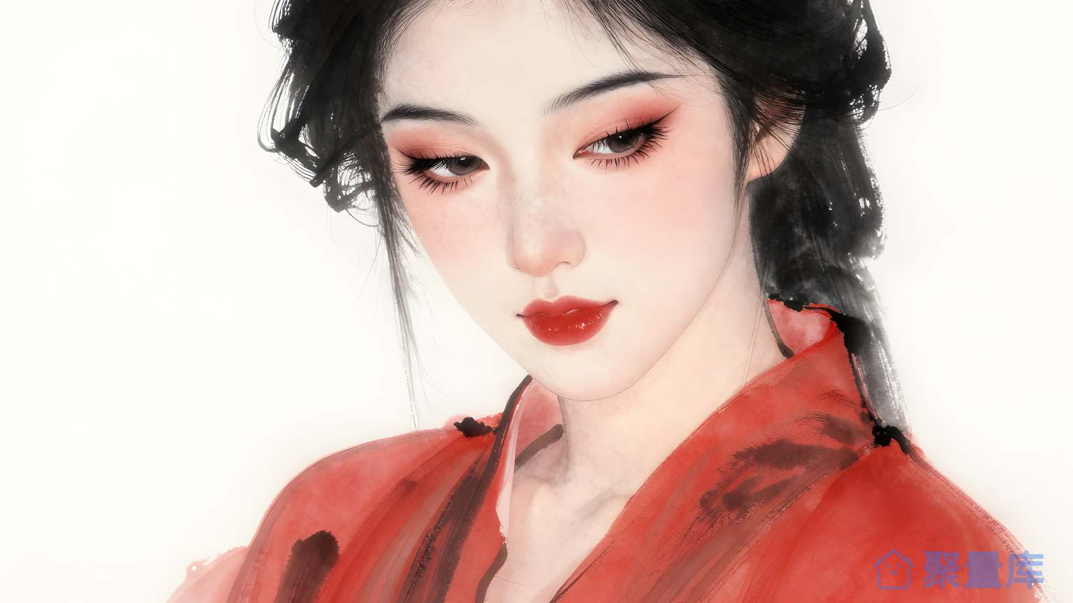 美女纱红色