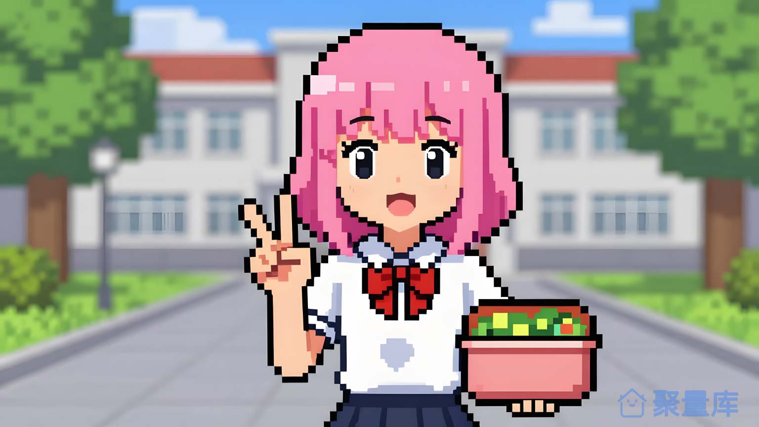 女孩手持食物