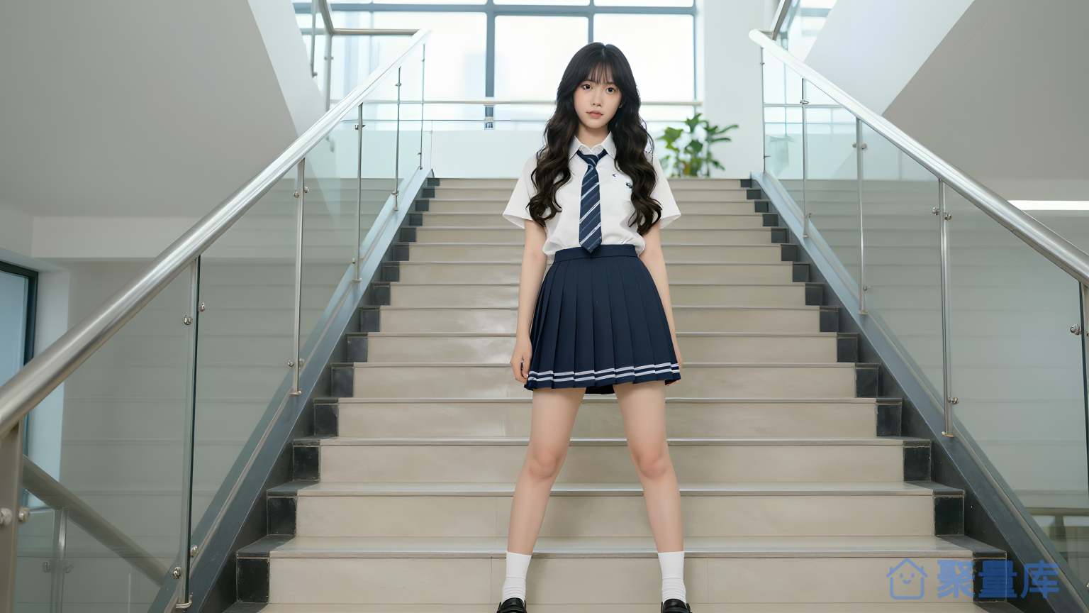 女子在楼梯前站着