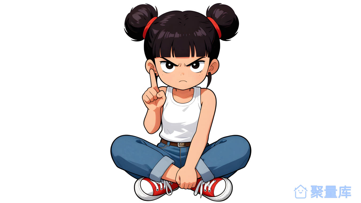 小女孩在坐下来指着自己