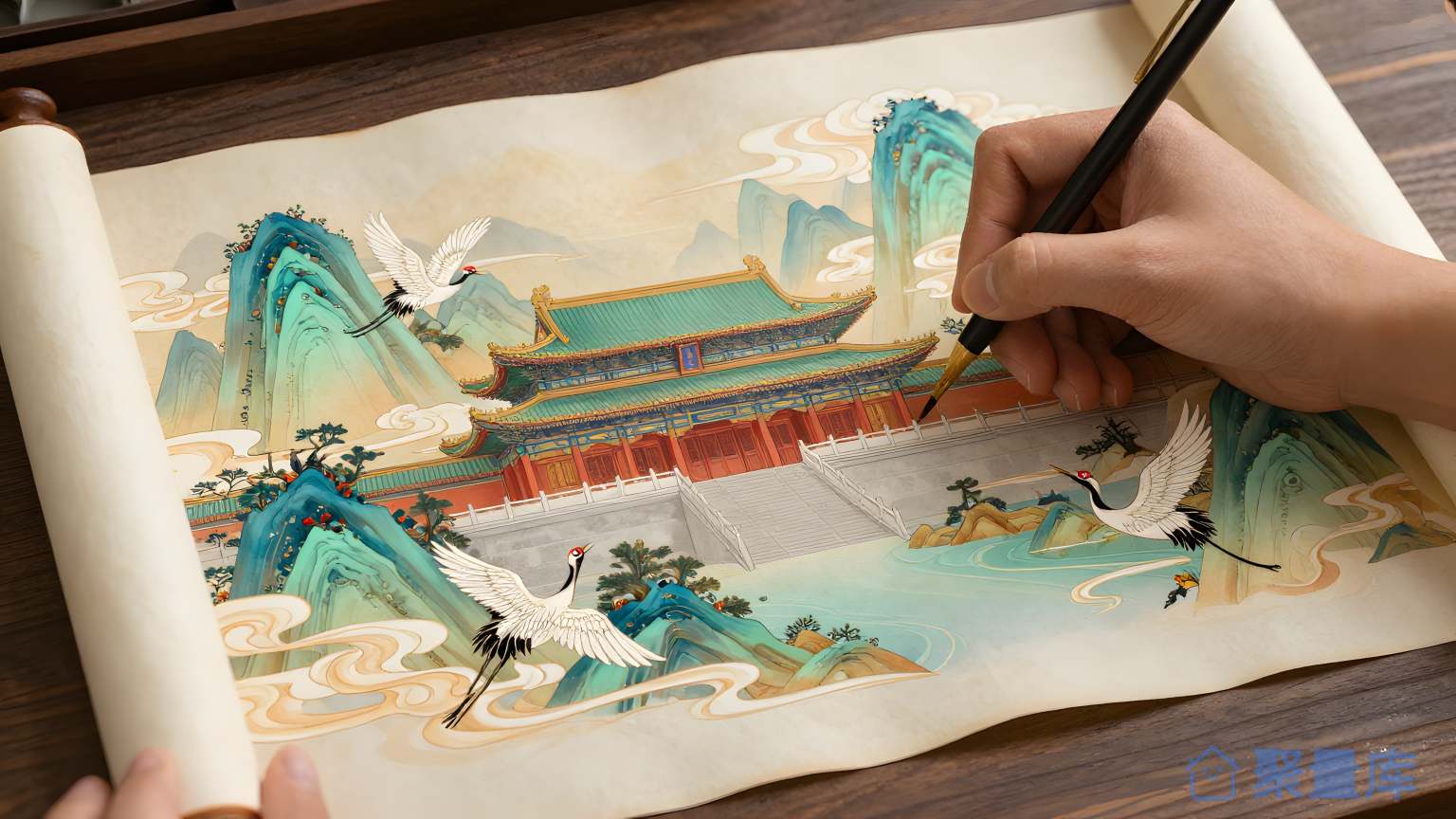 手写中国风景图