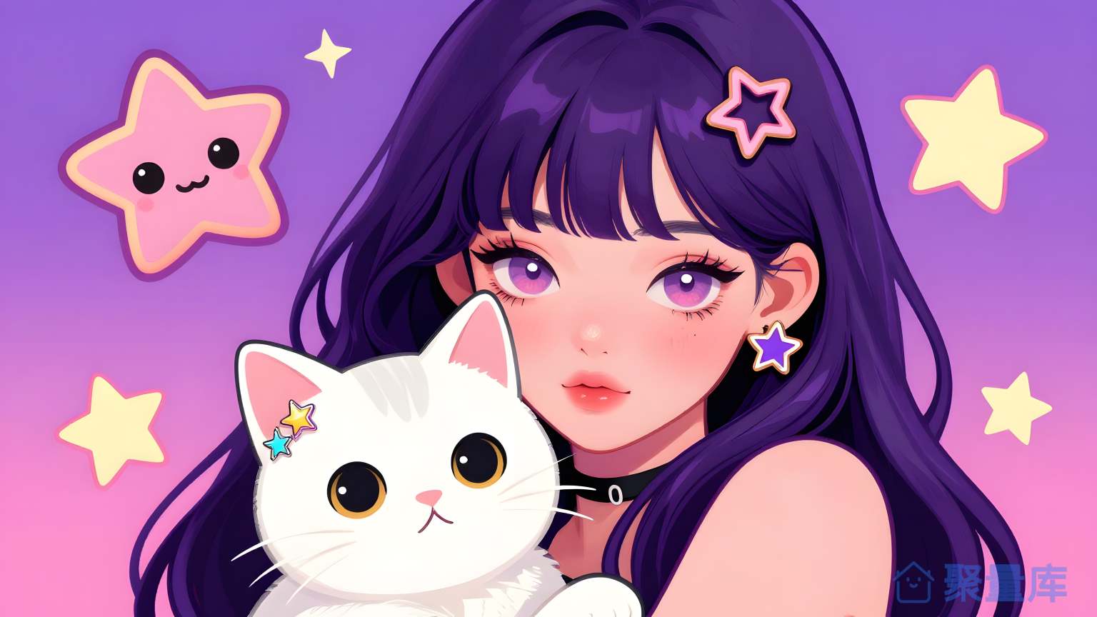 美女和猫图片