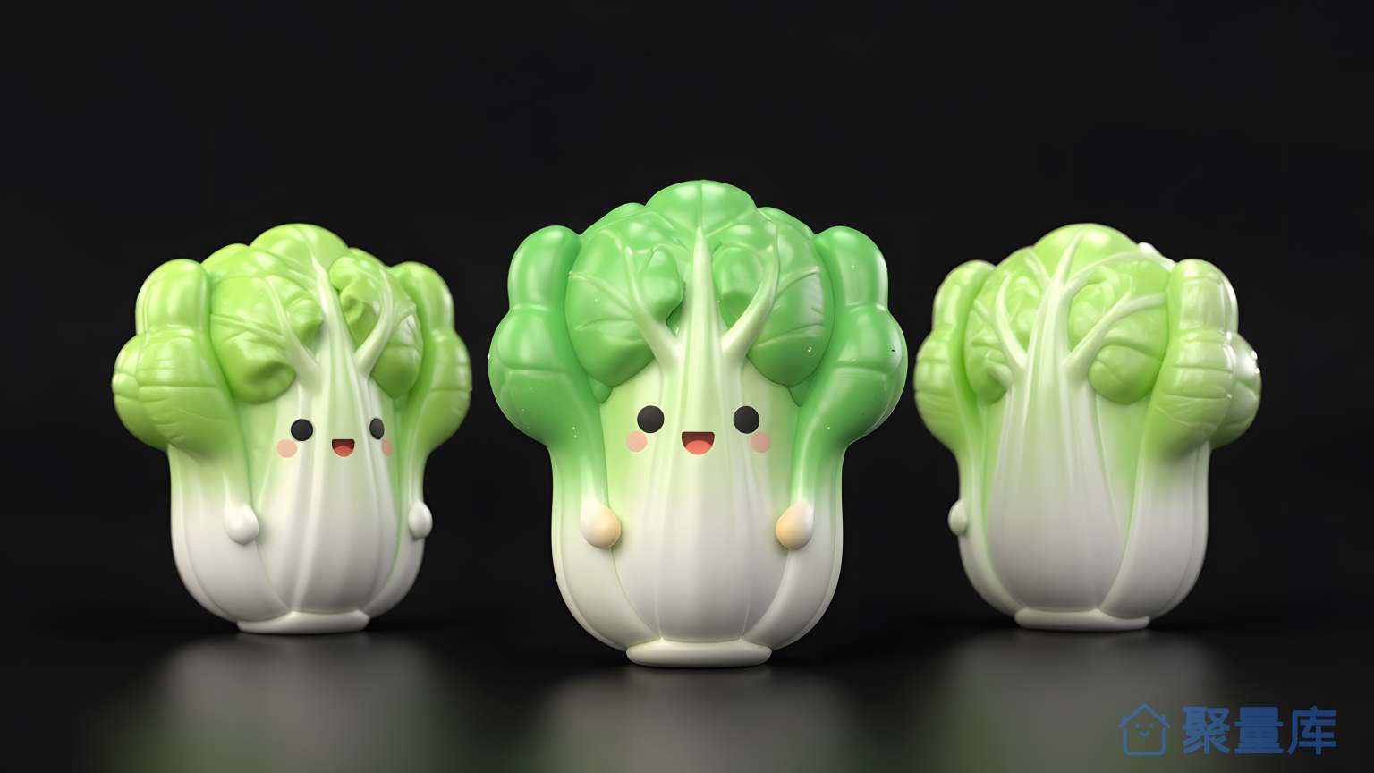 三只绿色的葱壶