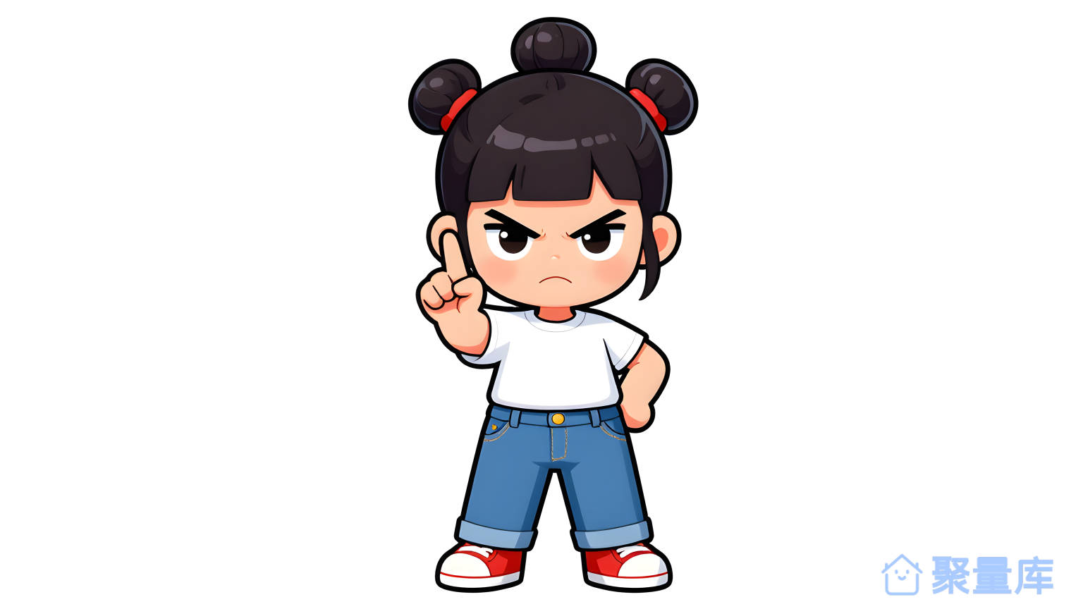 小女孩在白色背景上做出手势