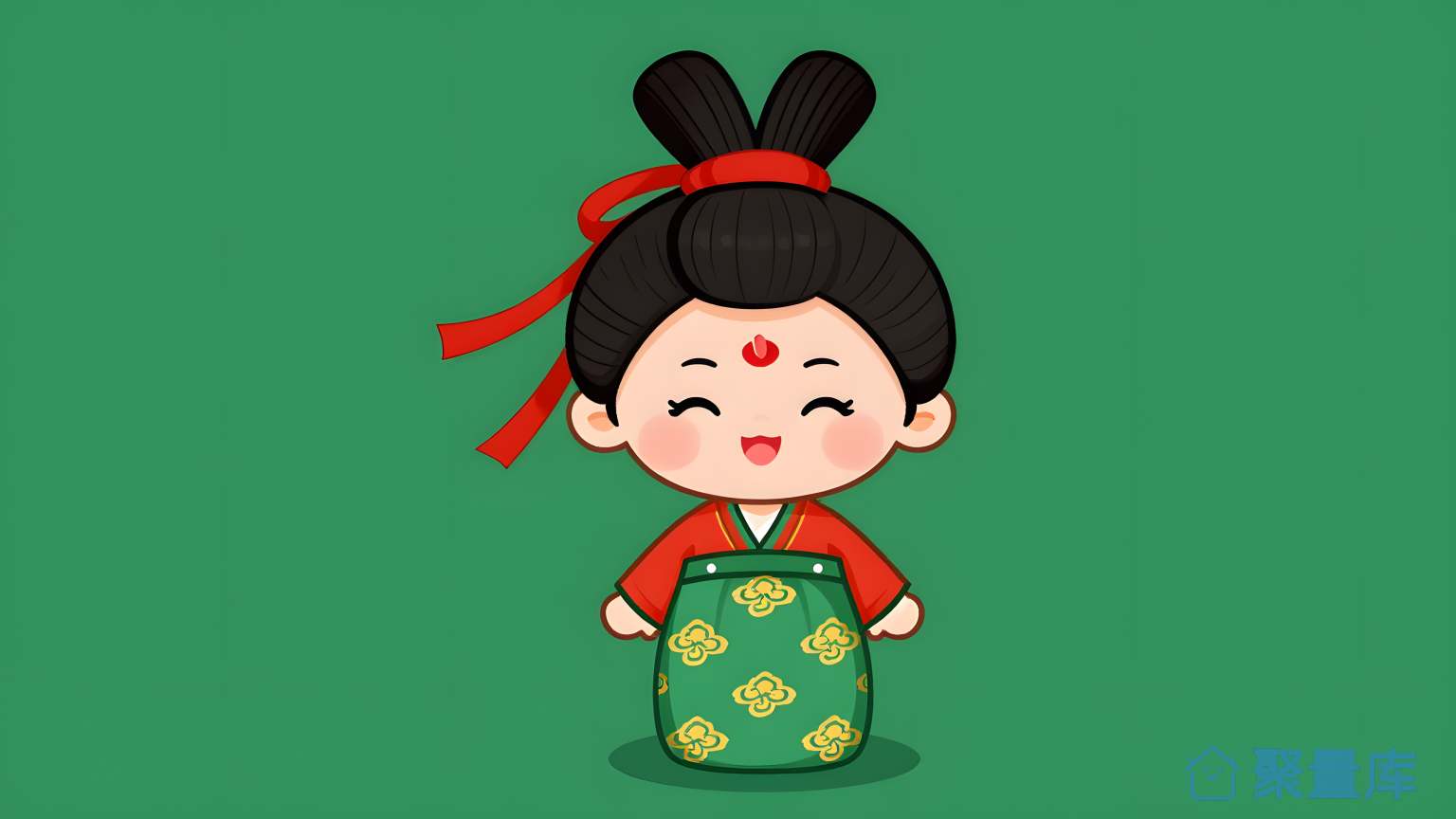 小女孩穿红头带