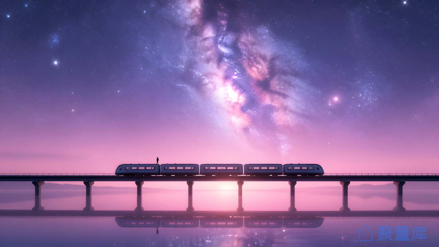 星空下的铁路桥 夜晚