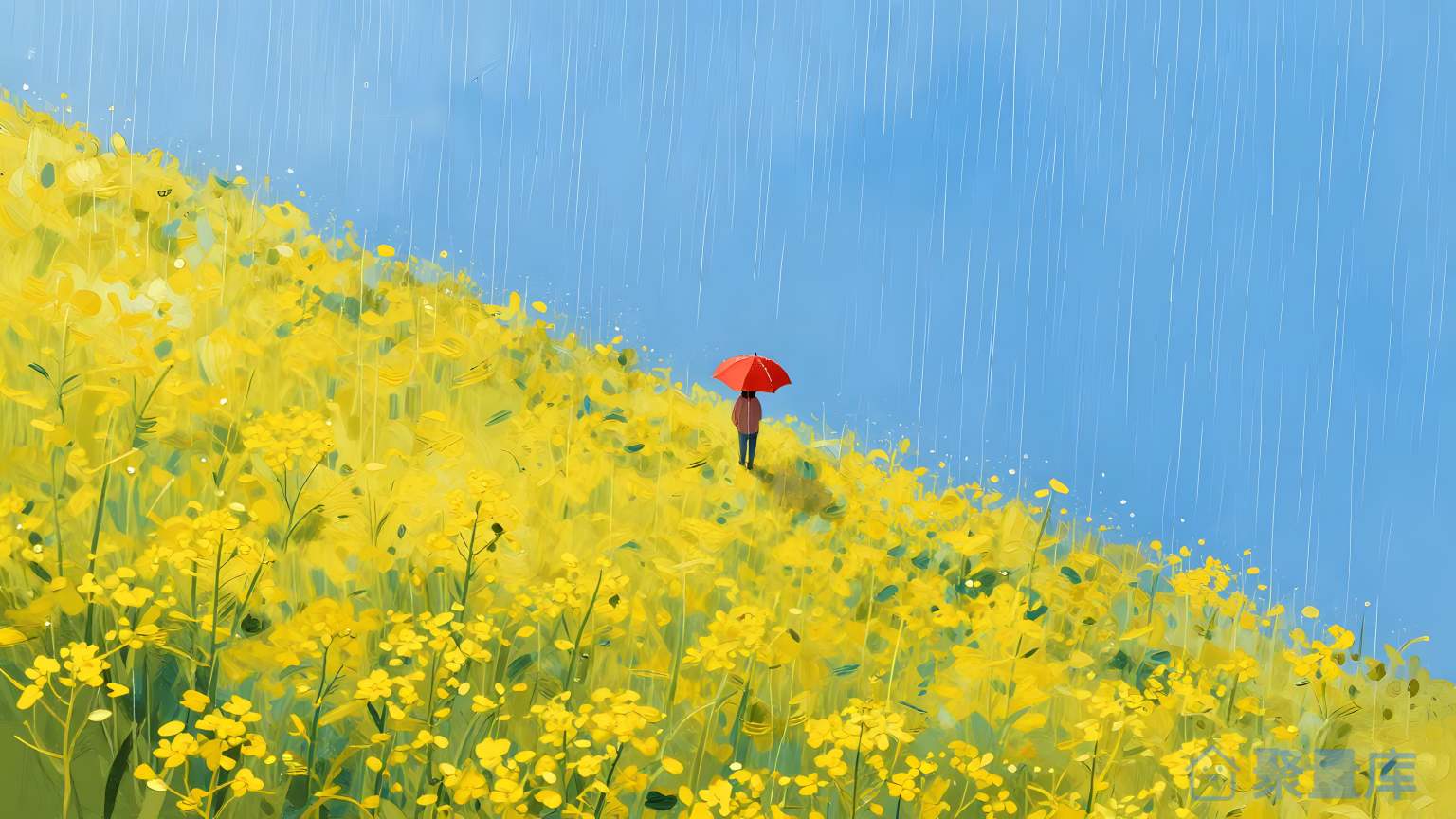 雨过后的黄花田