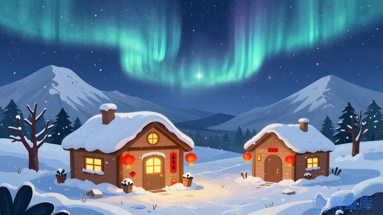 夜晚的小镇 雪