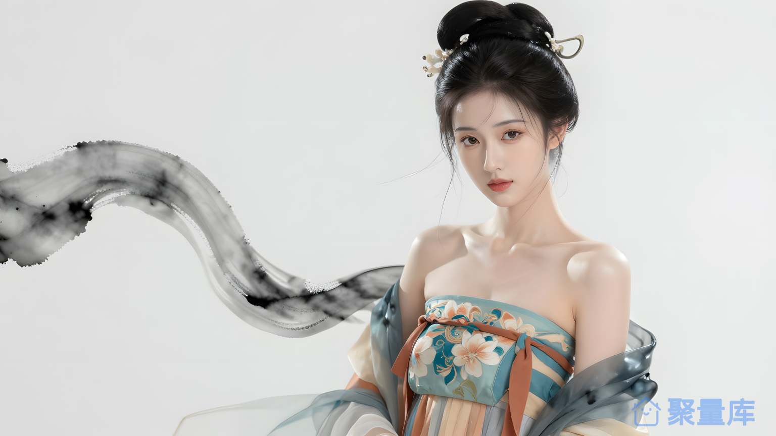 美女穿着东方风格的服装