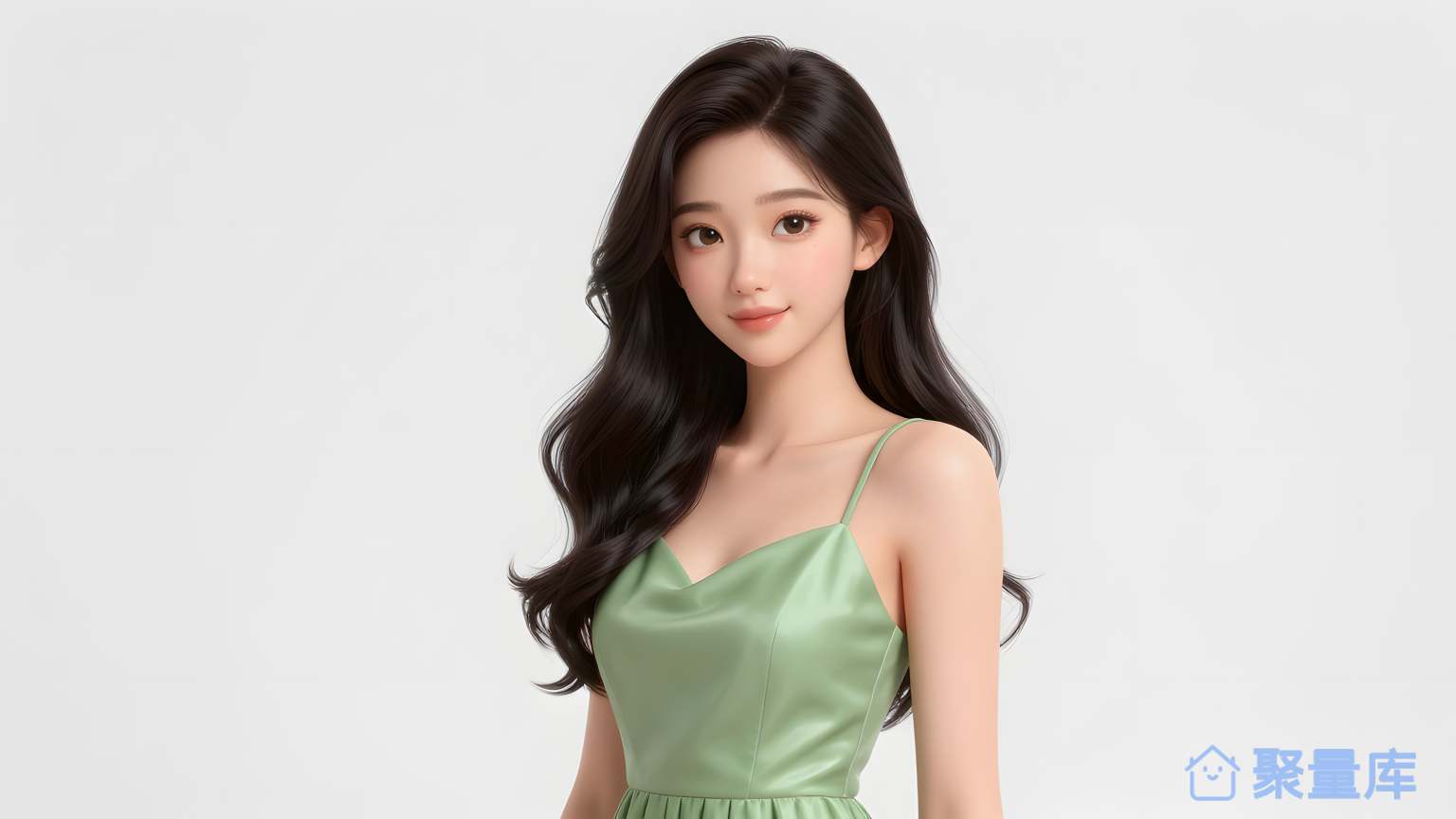 女性穿绿色裙