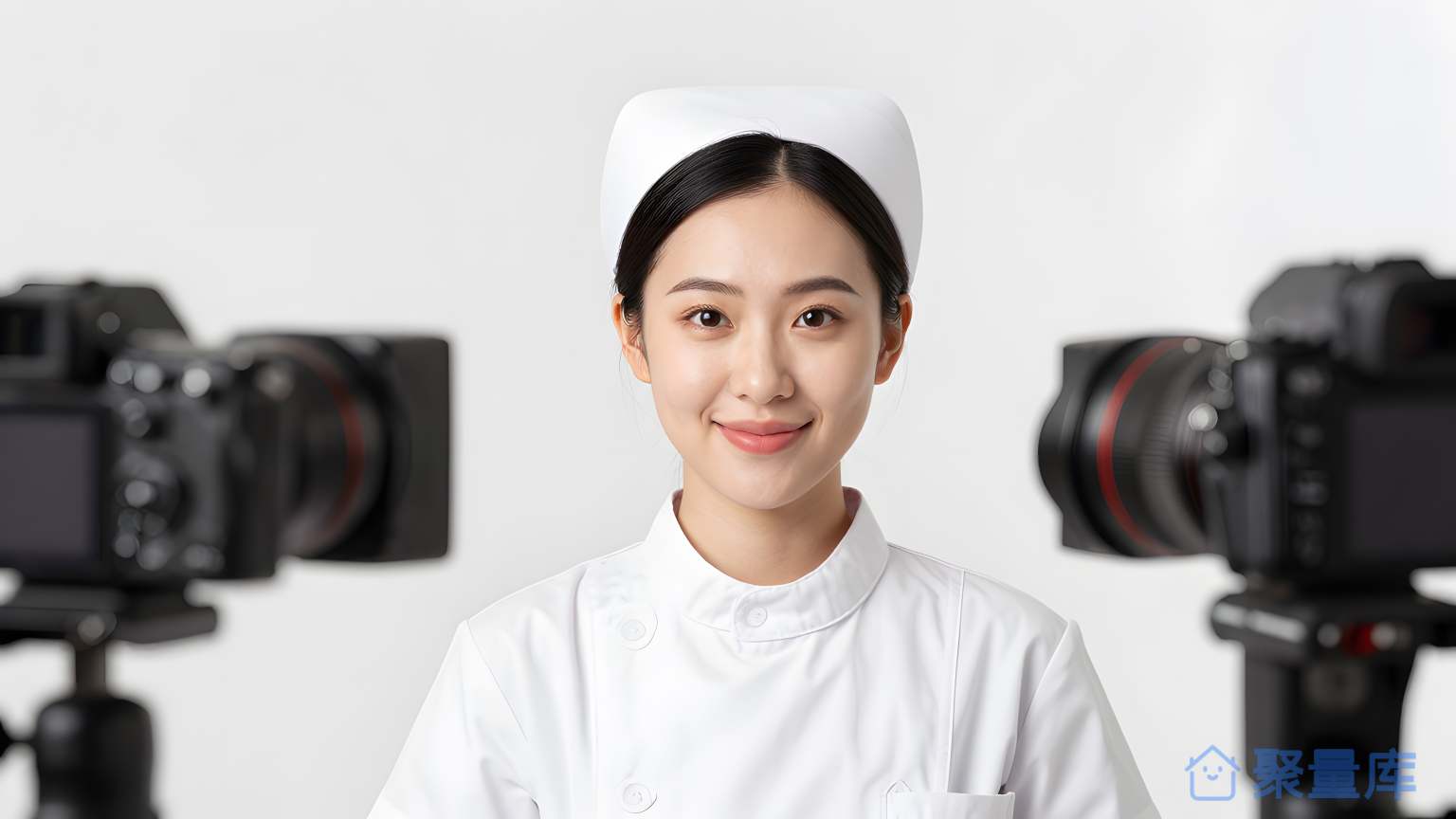 女医生在摄影机前