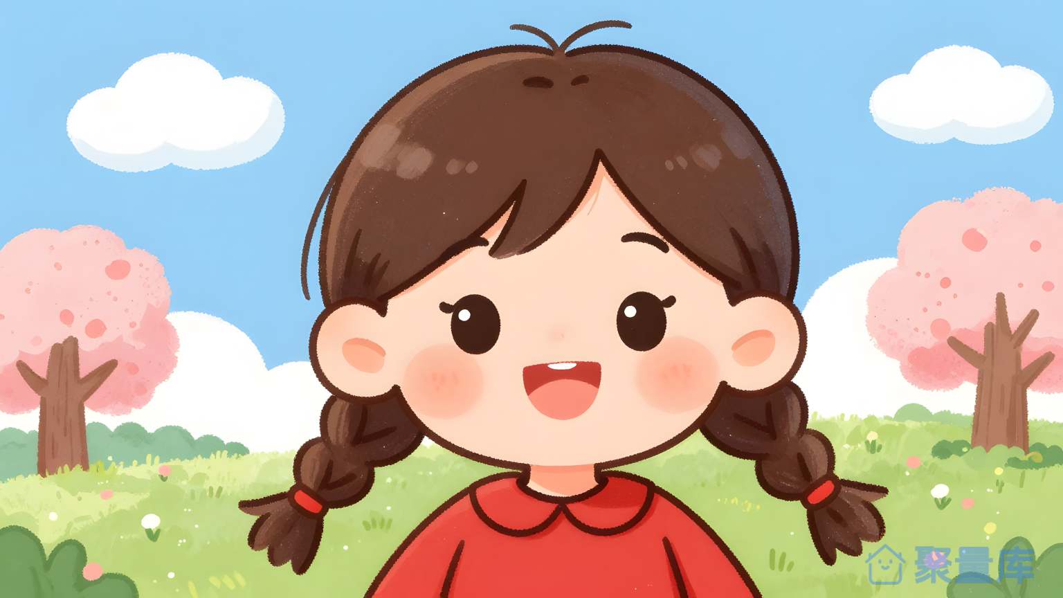 小女孩在草地上
