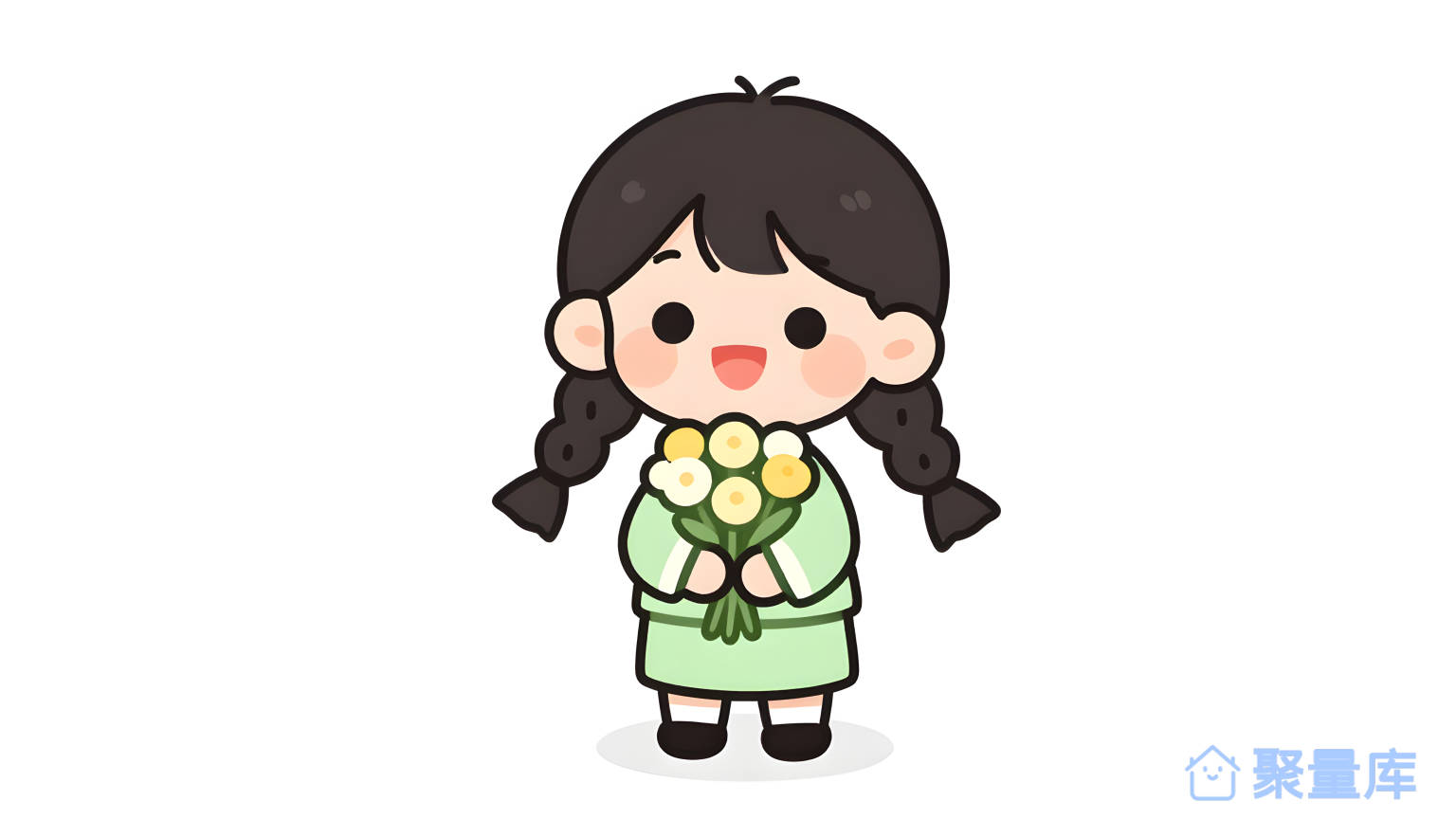 小女孩手持鲜花