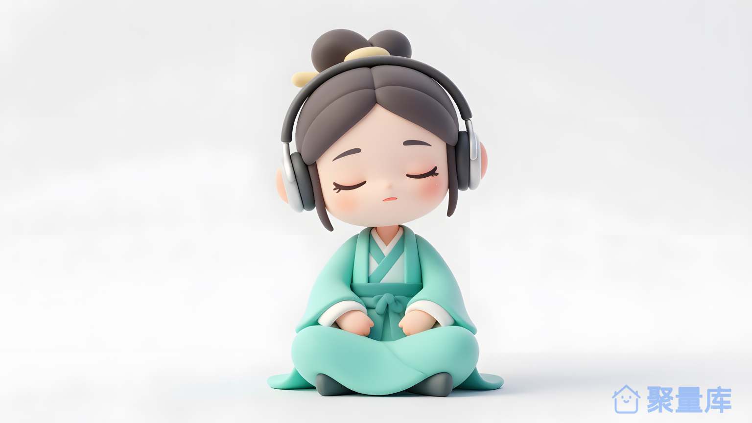小人穿耳机头部