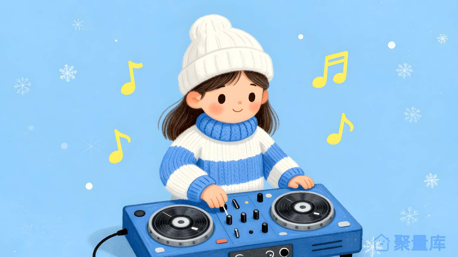 小女孩在玩音乐器材