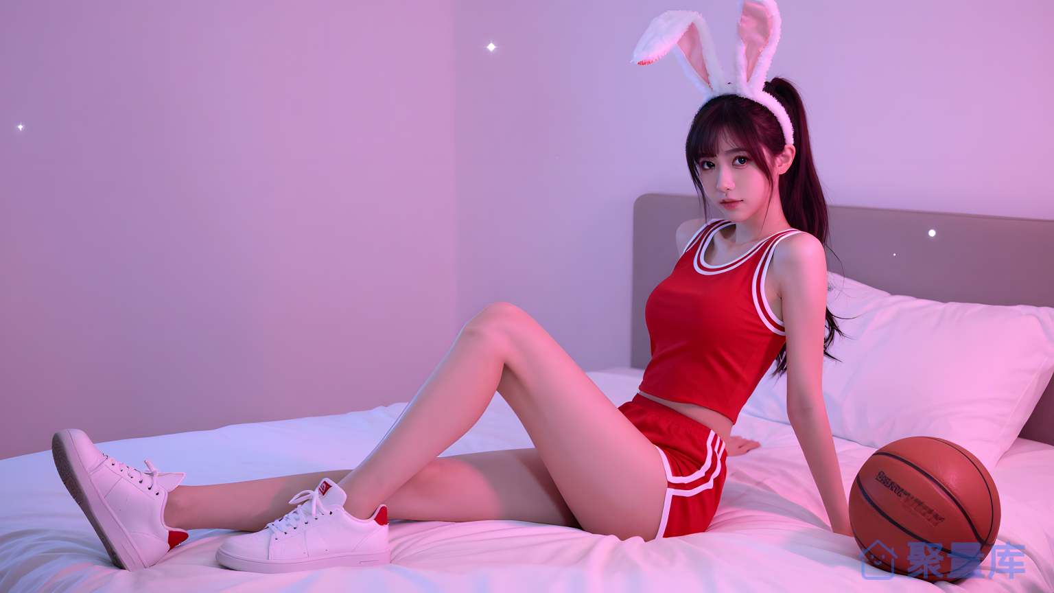 女子在床上坐着 女性