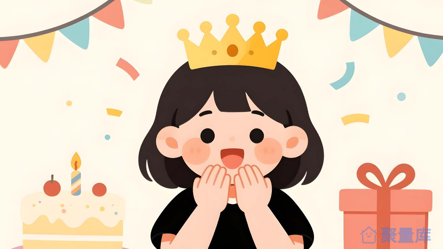 小女孩在生日派对上穿着皇冠