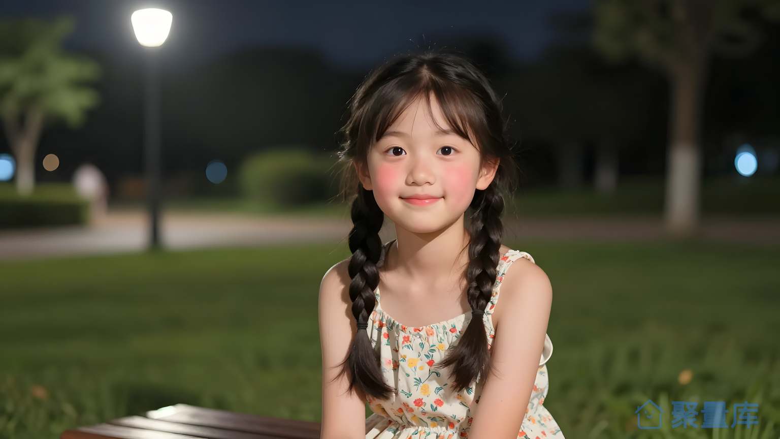 小女孩在夜晚
