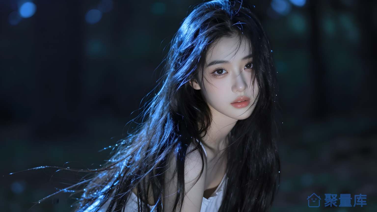 女子在夜间