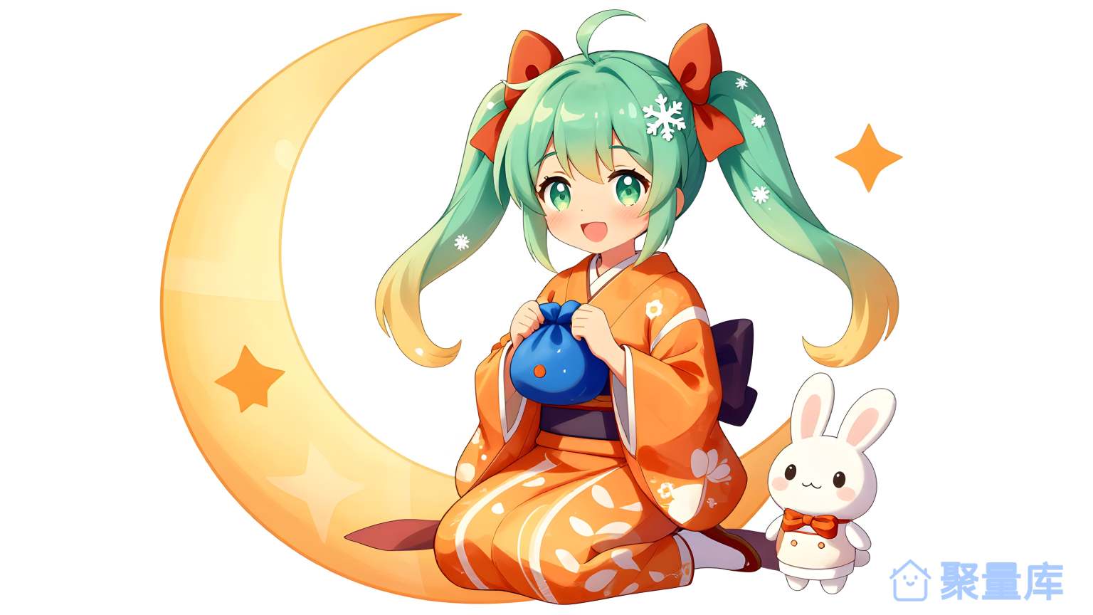 美少女在月亮下穿着寓意的服装