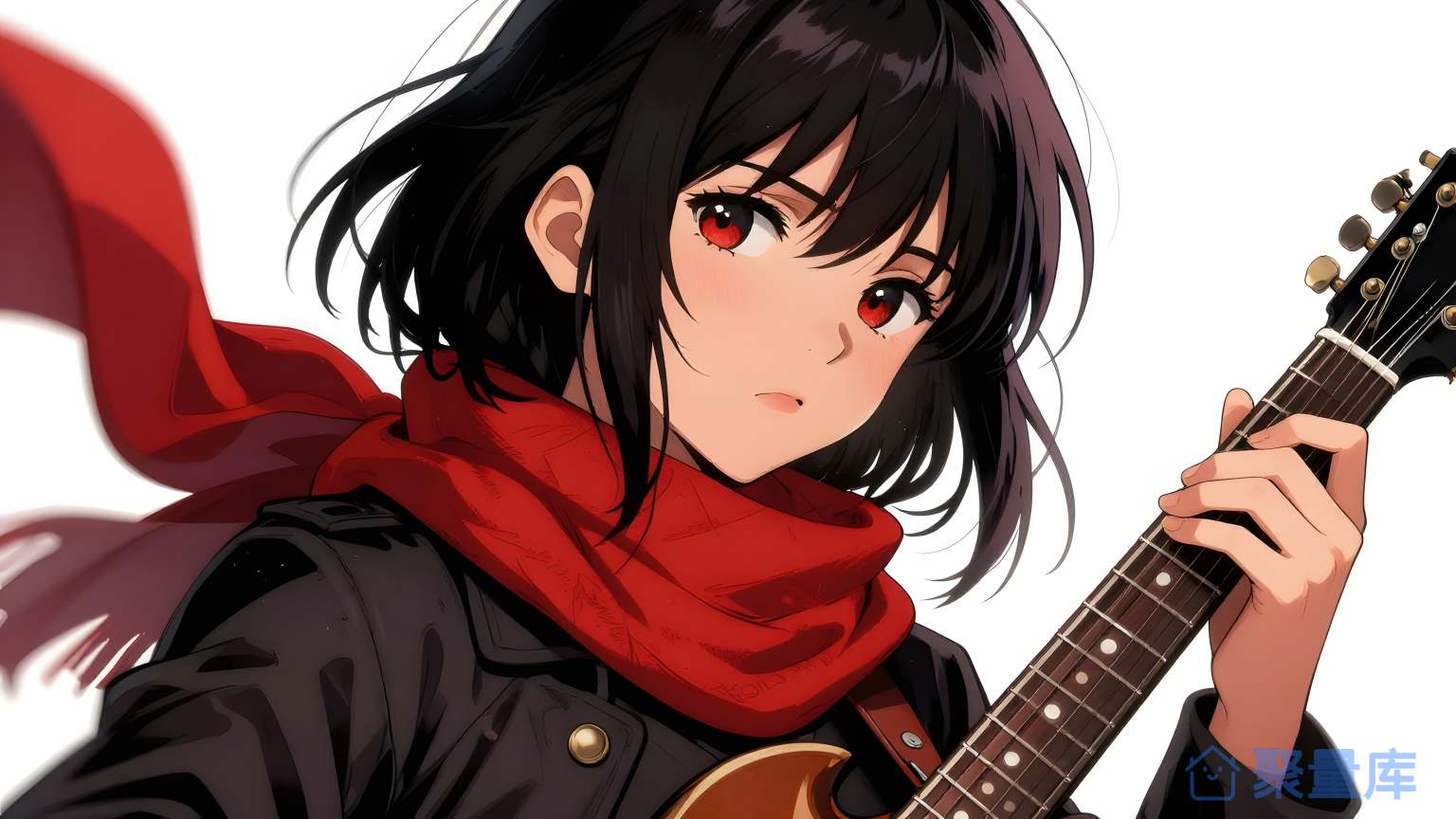女子手持吉他 吉他 音乐