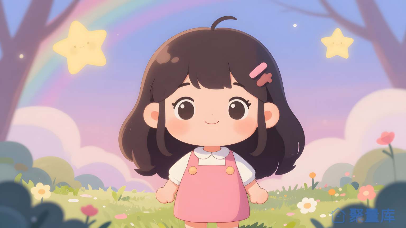 小女孩在花园里 小女孩 花园 草地