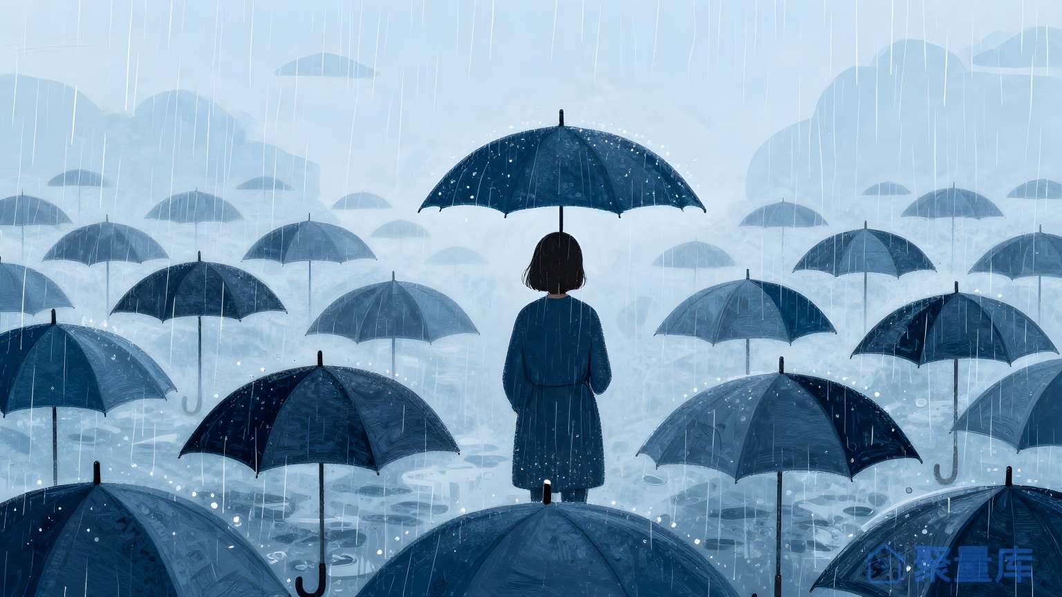 雨中的女性 雨
