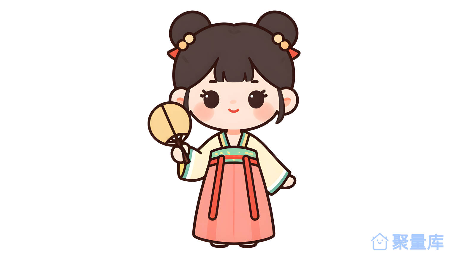 小女孩手持筒子