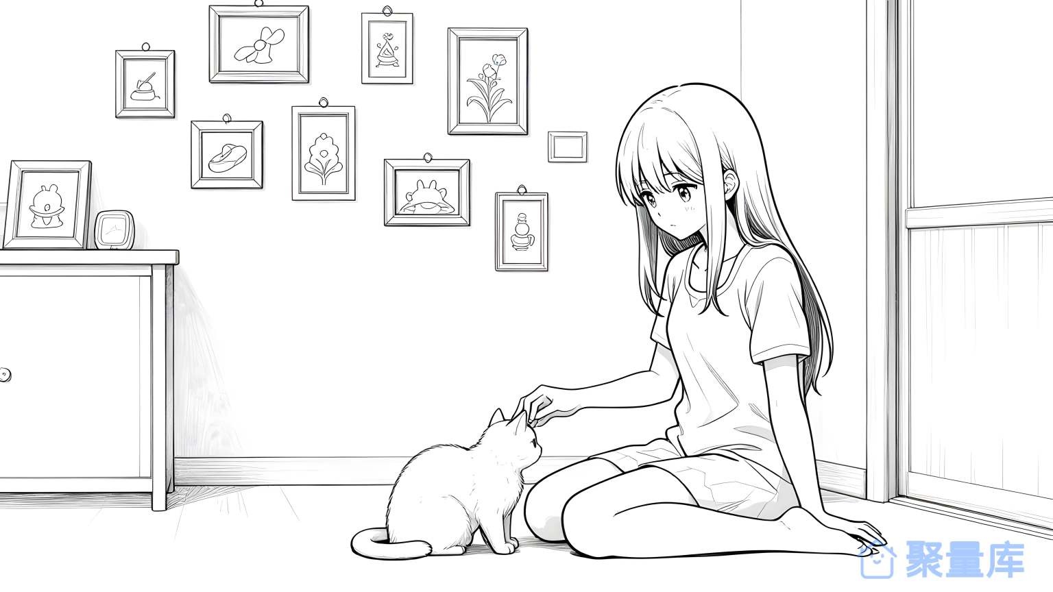 女孩和猫 女孩 猫 家居 宠物