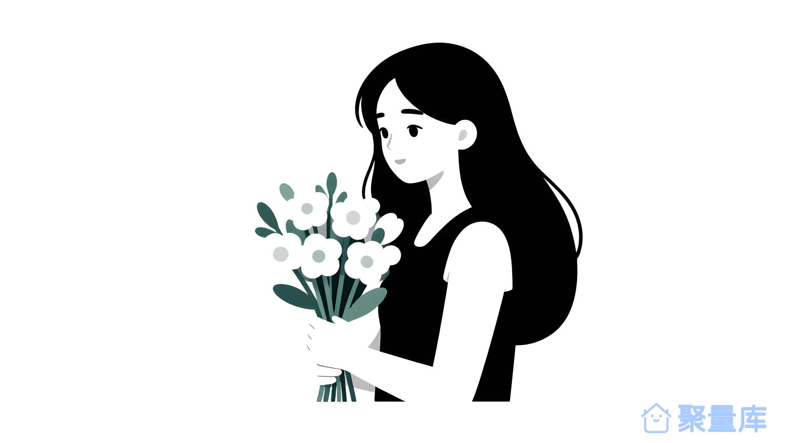 女孩送花