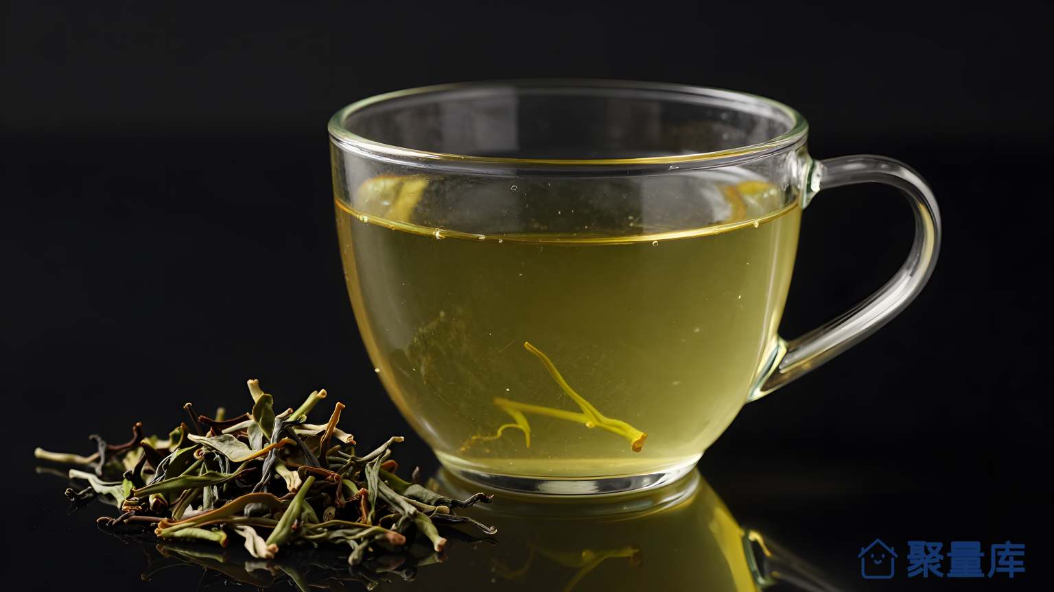 茶叶放在茶杯上 茶叶