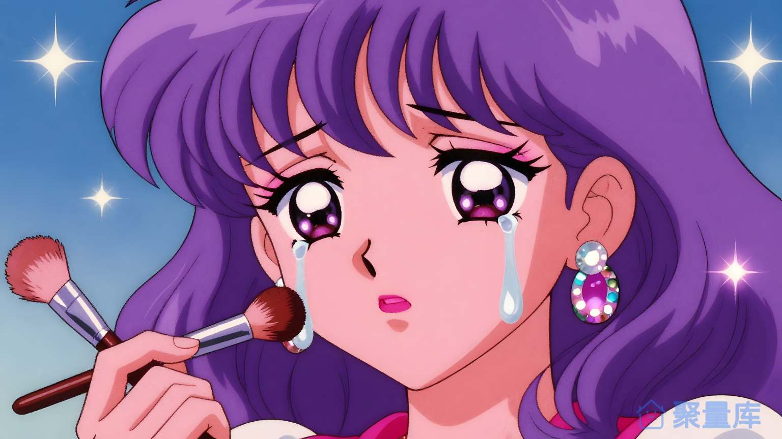 美女使用化妆品