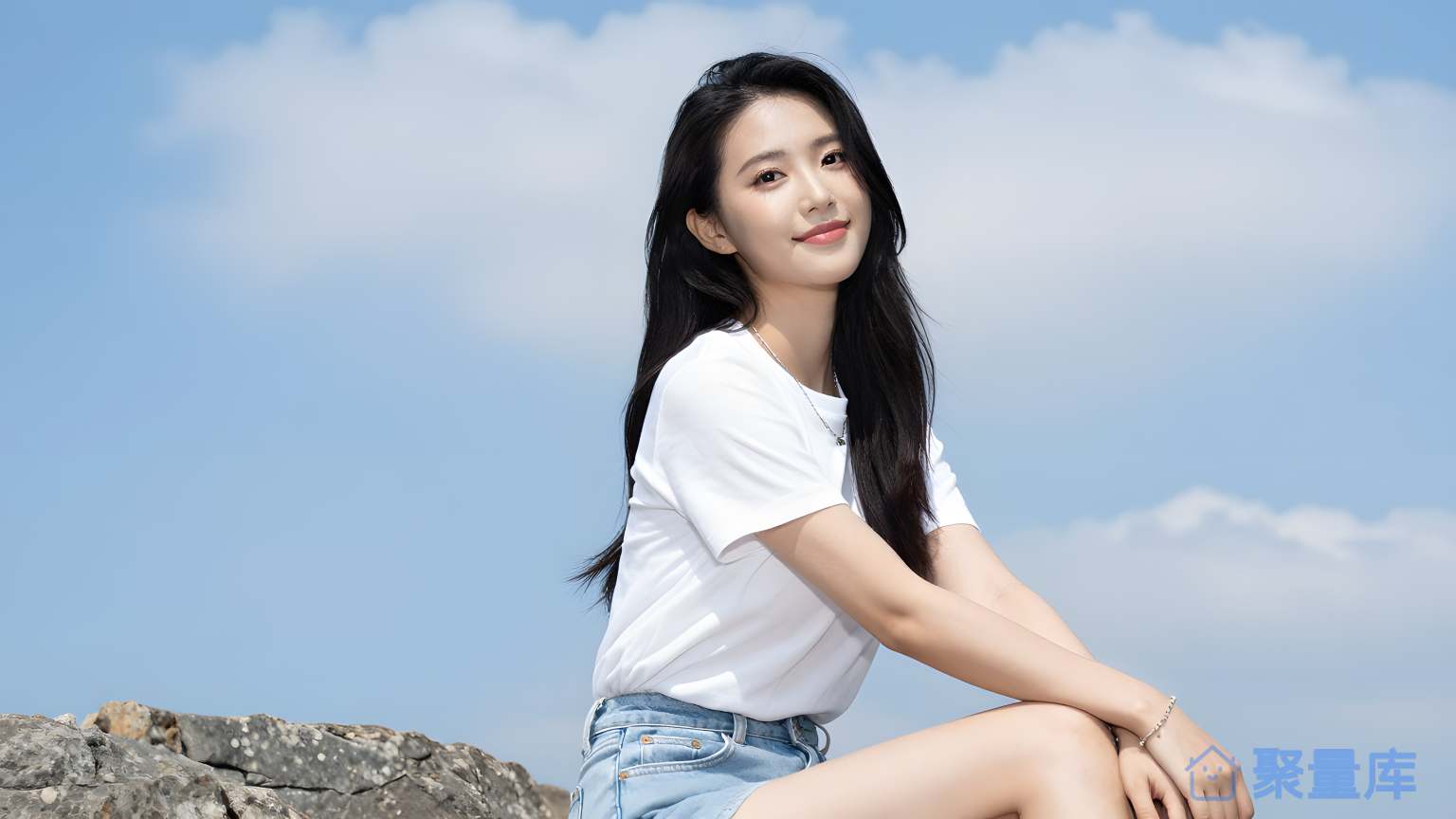 女性在海边 女性 海边 短发 白色