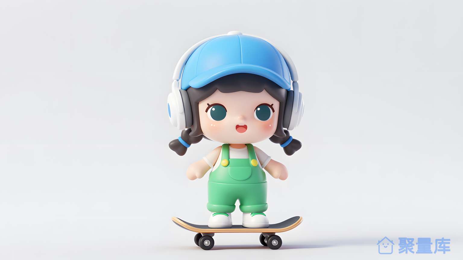 小女孩在滑板上 小女孩