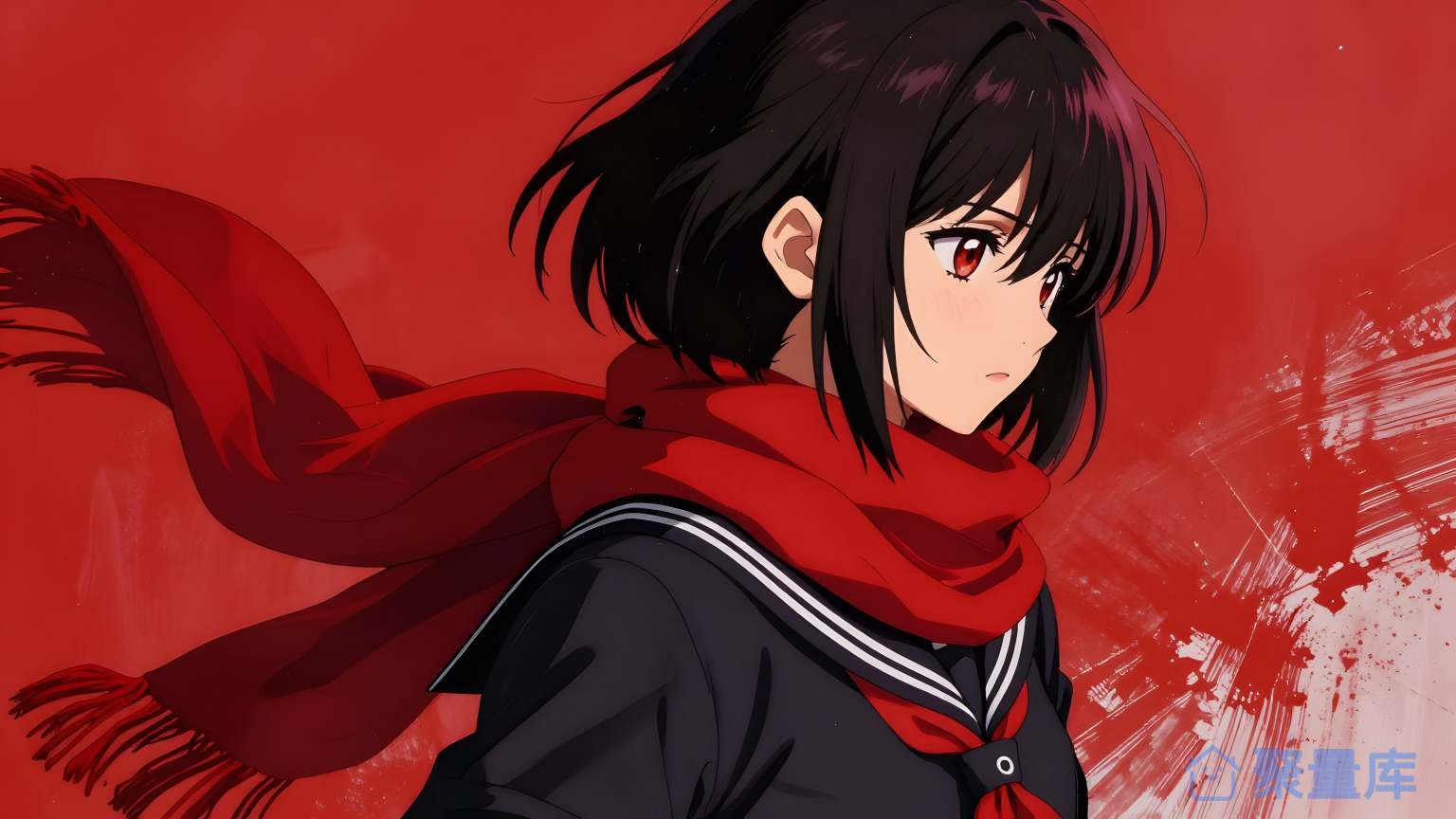 女子红色背景 女性