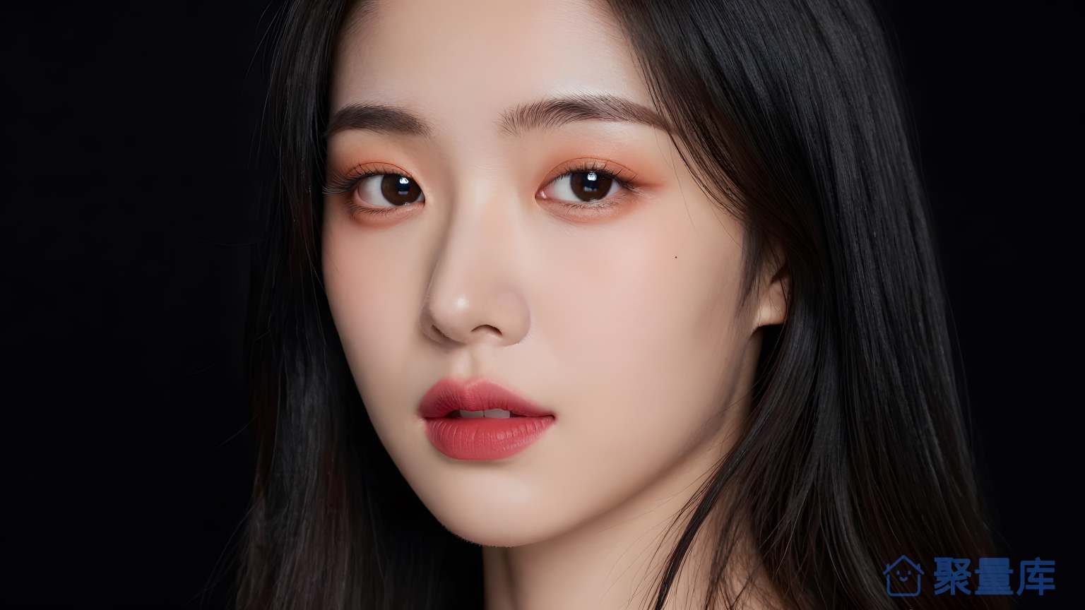 美女穿红色口红 美女