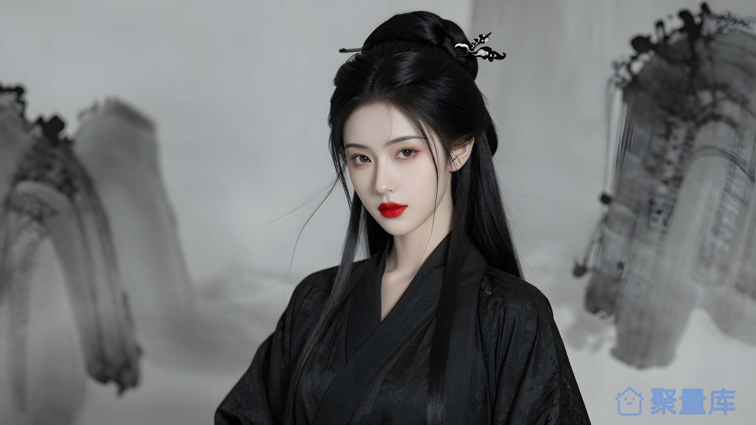 女性头发上的花瓣