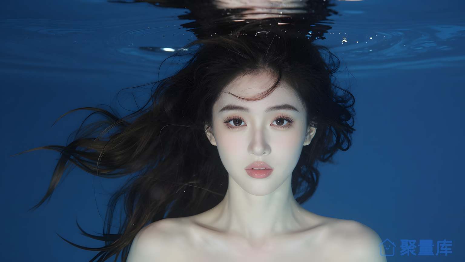 美女在水下游 美女