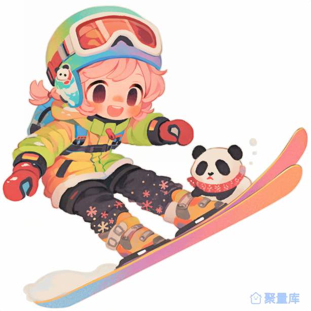滑雪少女可爱认真
