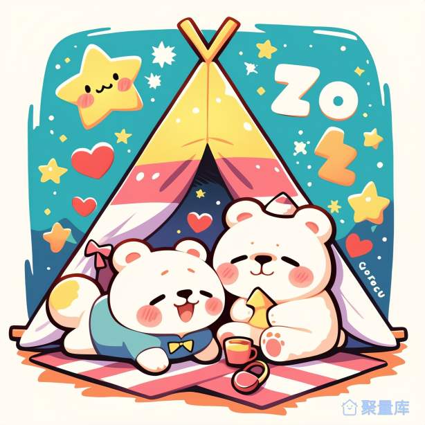 两只小熊帐篷露营