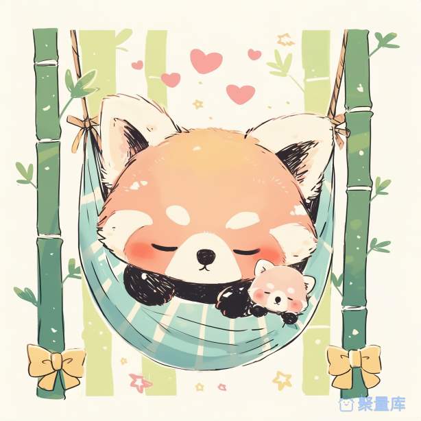 小熊猫竹林睡觉吊床