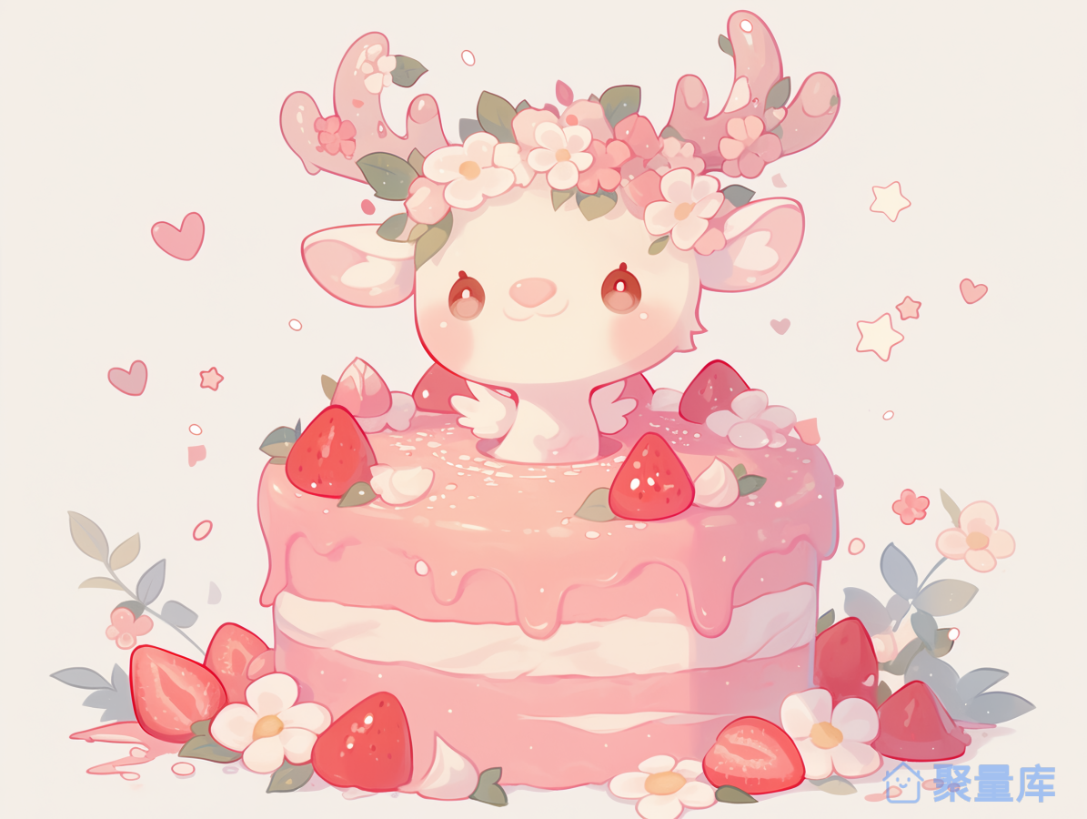 小鹿少女心草莓蛋糕茶壶