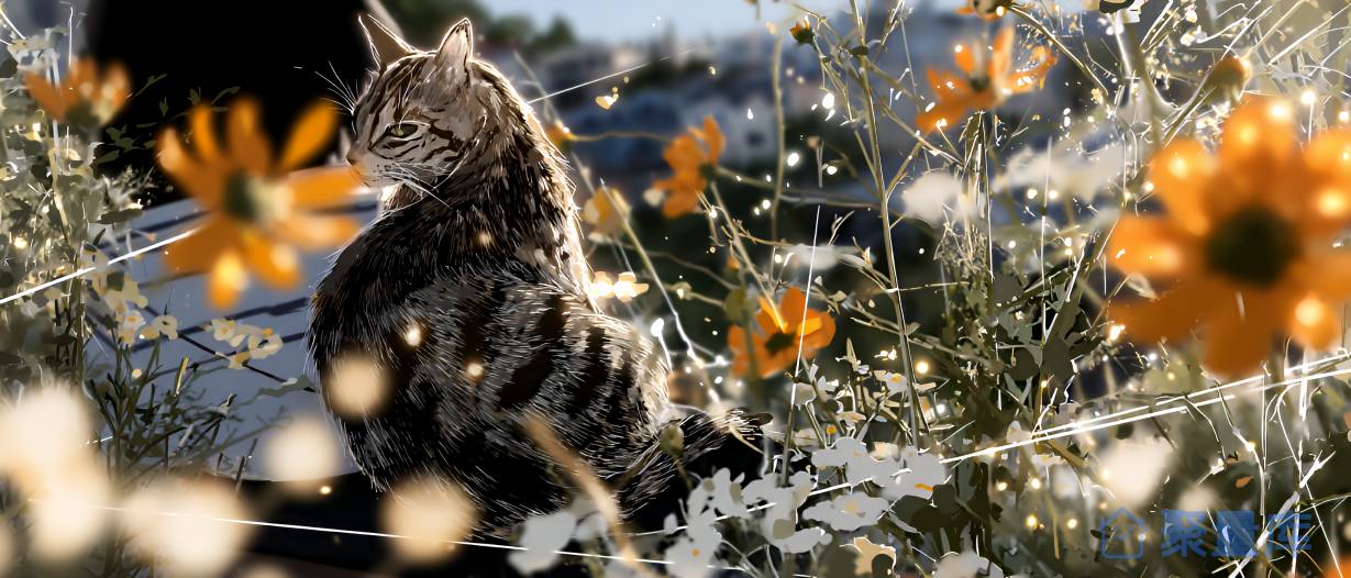 猫咪与野花